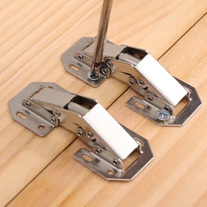 10/2PCS 90 Degree No-Drilling Hole Stainless Steel Cabinet Hinges - Buffer Hinge for Home Kitchen Furniture Hardware