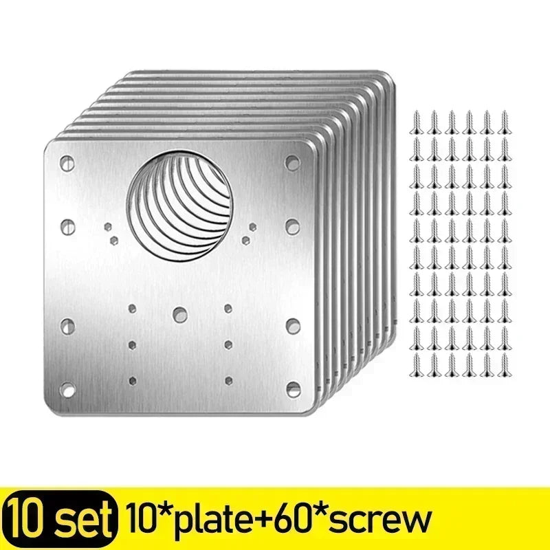 Cabinet Hinge Repair Plate Kit Stainless Steel Furniture Drawer Door Hinge Mounting Plate with Screw Flat Fixing Brackets Tools