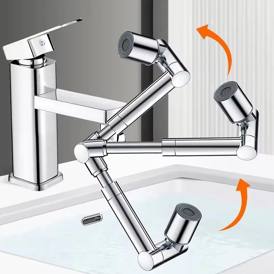 New Metal 1440 °Retractable Universal Robotic Arm Swivel Extension Faucet Aerator Kitchen Sink Faucet Extender 2 Water Flow Mode