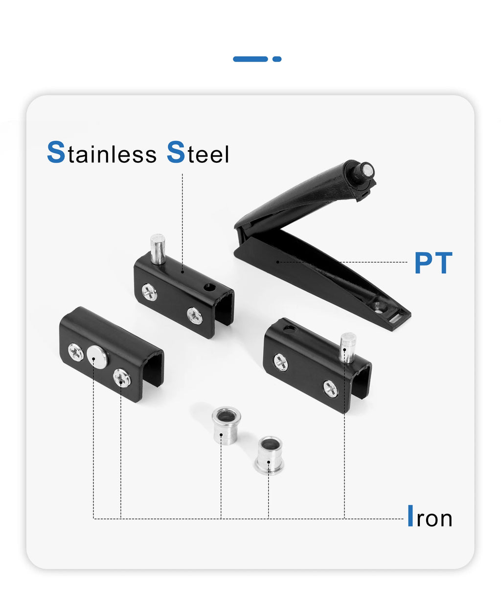 Stainless Steel Glass Door Pivot Hinge Set with Magnetic Catch Furniture Metal Black Rotating Hinge for Kitchen Cabinet Cupboard