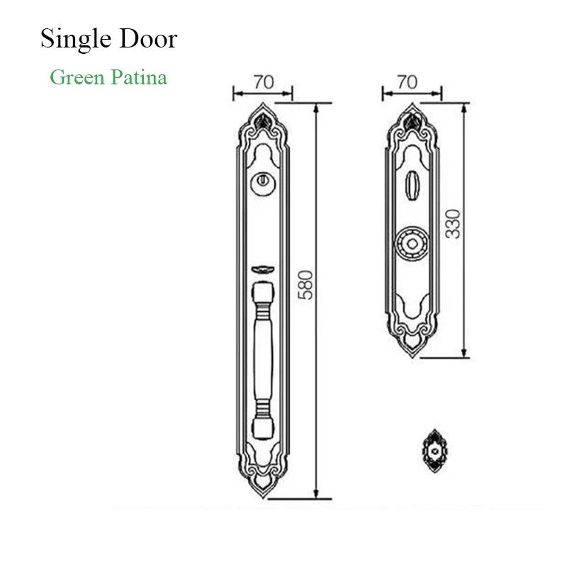 Bronze Luxury European style/ Villa Door Lock Security hotel door lock entry Double-open Folio Door Lock Solid Wood Door Lock