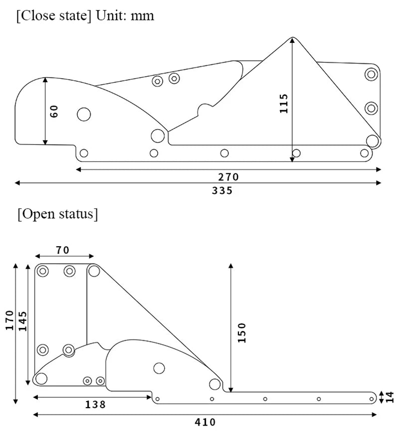 Downward Flipping Cabinet Door Support 80kg Stainless Steel Bracket Desk Flip Table Top Connection Pull-Down Hinge