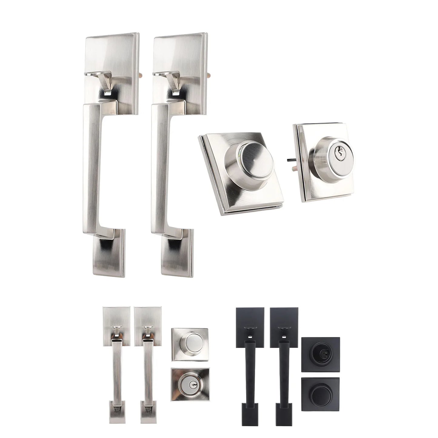 Door Handle Set Handle Set Double Door Handle Set Hole Spacing Adjustable Heavy Duty Modern  Double Front Door Handle Set