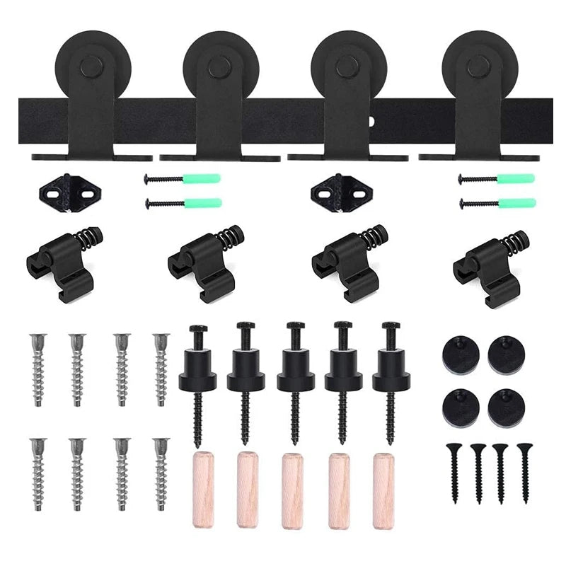 CCJH 4-10Foot  Sliding Barn Wood Door Closet Hardware Track Kit Track System Unit for Double Door