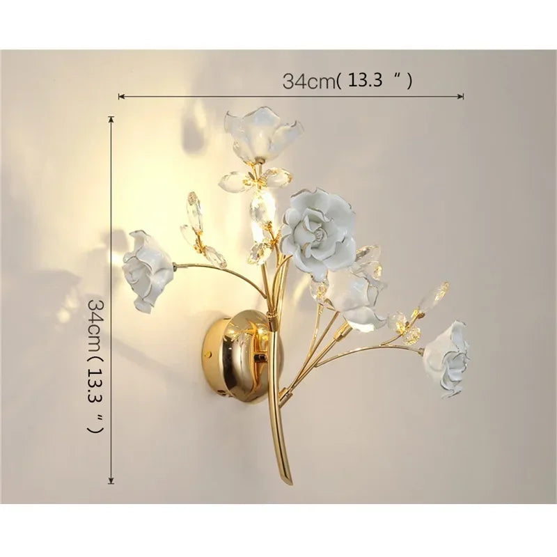 ELARA European Style Indoor Wall Lamp Gold Crystal Luxury Fixtures LED Modern Light Sconces for Home Decoration