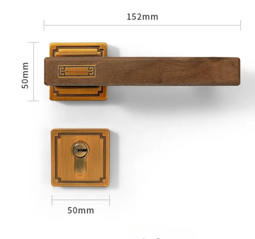 New Chinese Style Walnut Interior Room Bedroom Door Lock, Household Split Magnetic/silent Door Lock, Wooden Door Handle Lock