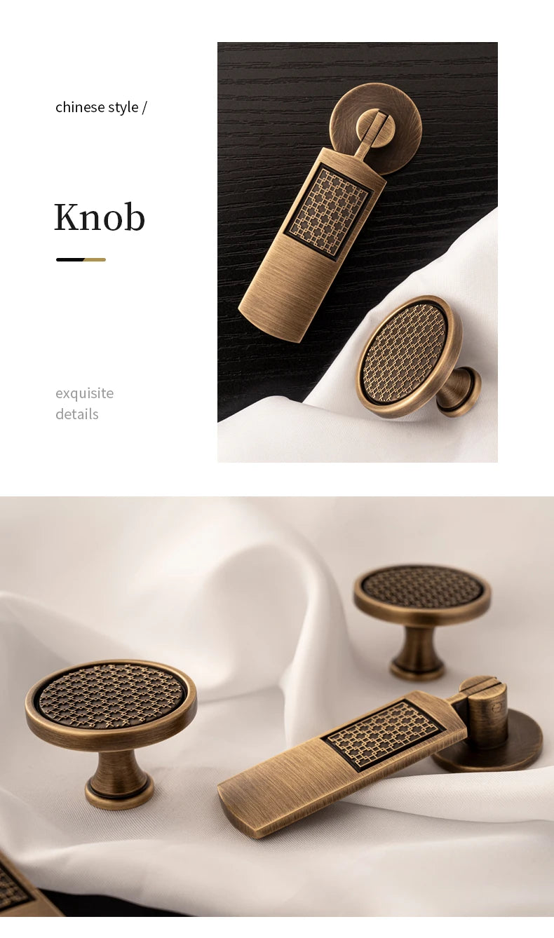 Antique Brass Handle Luxury Bronze Pull Kitchen Cabinet Handle Wardrobe Drawer Knob