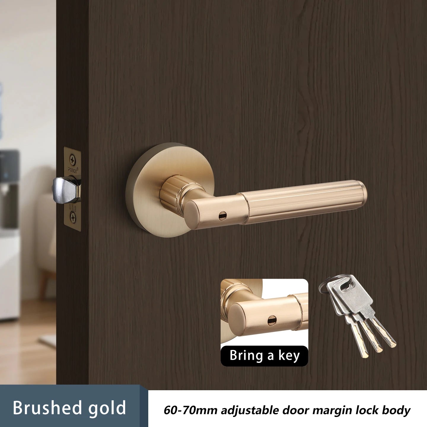 Bedroom Black Door Lock Magnetic Mute Lock Indoor Wooden Door Lock Bathroom Household Simple Door Handle Locks Handles Interior