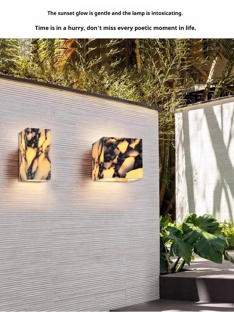 Wabi Sabi Guesthouse Courtyard Villa Outdoor Waterproof Yellow Cave Stone Wall Lights Dining Room Balcony Travertine Wall Lamps