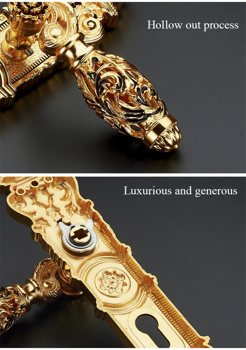 European Retro Brass Indoor Door Locks Bedroom Mute Security Door Handle Lock Home Villa Lock Furniture Hardware Accessories