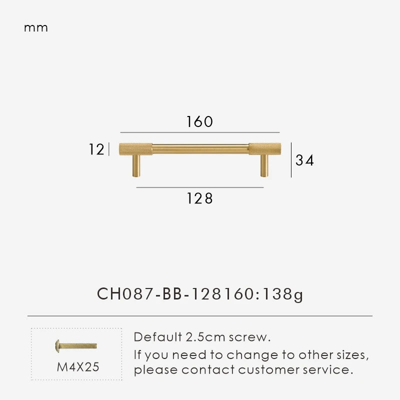 Nurlin Solid Brass Knurled Cabinet Knobs Wardrobe Handle T-bar Antique Bronze Gold Black Handle Available In Multiple Sizes