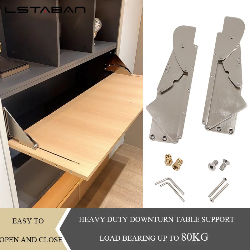Downward Flipping Cabinet Door Support 80kg Stainless Steel Bracket Desk Flip Table Top Connection Pull-Down Hinge