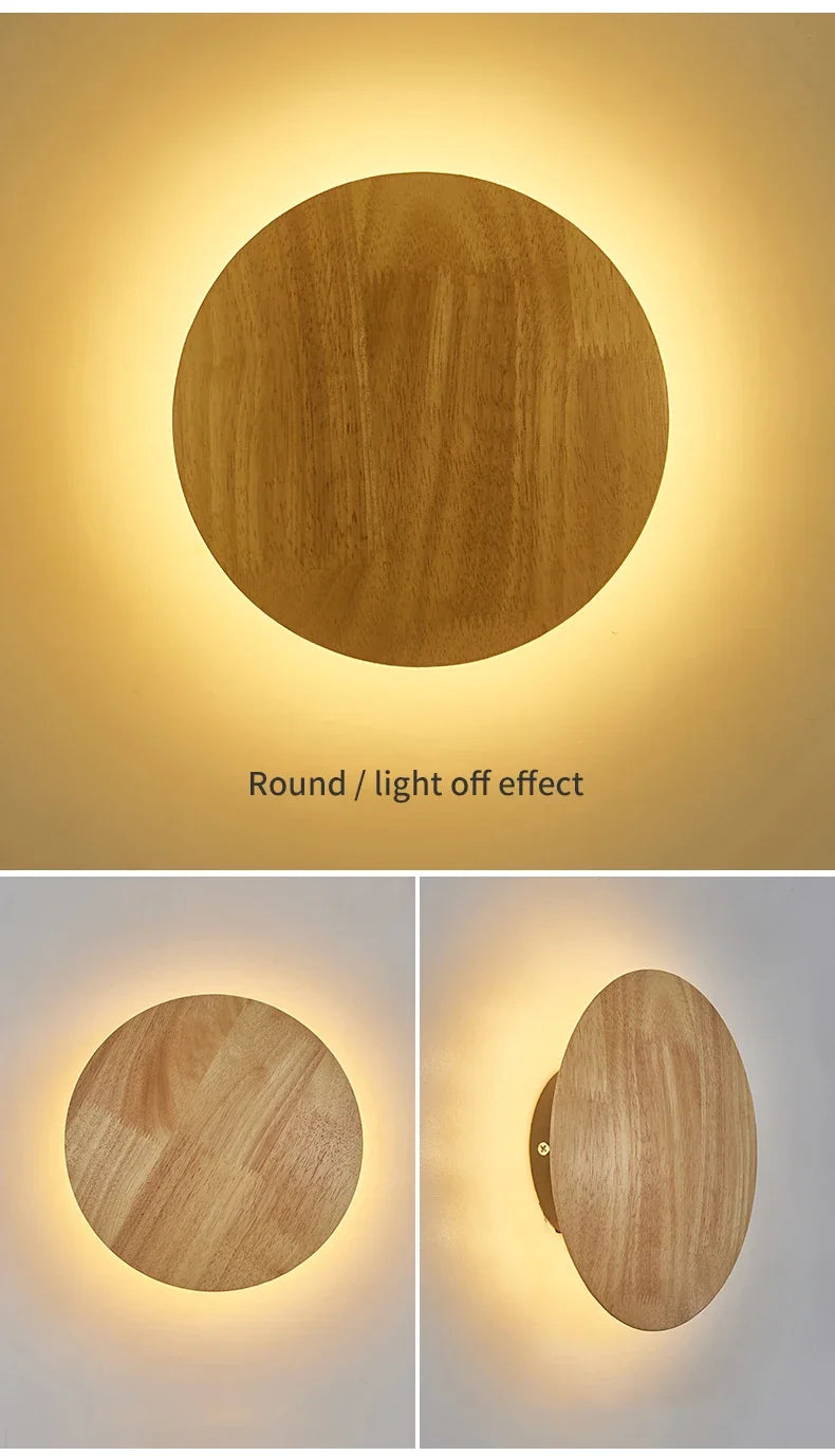 Original LED Wooden Craft Wall Lamp with Light Source Wall-mounted Indoor Lighting Atmosphere Lights COB Chip Bedside Lamp
