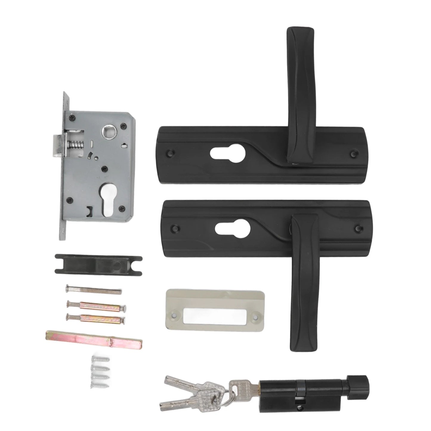 Door Handle Lock Manganese Steel Silent Bearing Universal Door Lever Lock Set with Keys for Home Bedroom Black Keyed Entry Lock