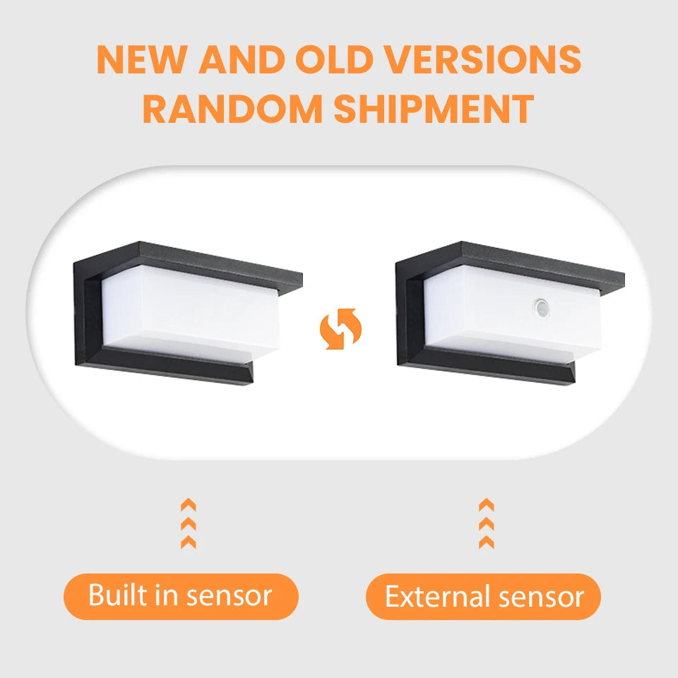 LED Wall Light With Motion Sensor AC85-265V Exterior Anthracite Porch Balcony Garden Courtyard Lamp Retro For Porche Stair