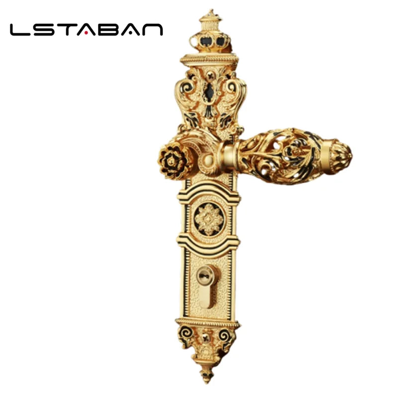 European Retro Brass Indoor Door Locks Bedroom Mute Security Door Handle Lock Home Villa Lock Furniture Hardware Accessories