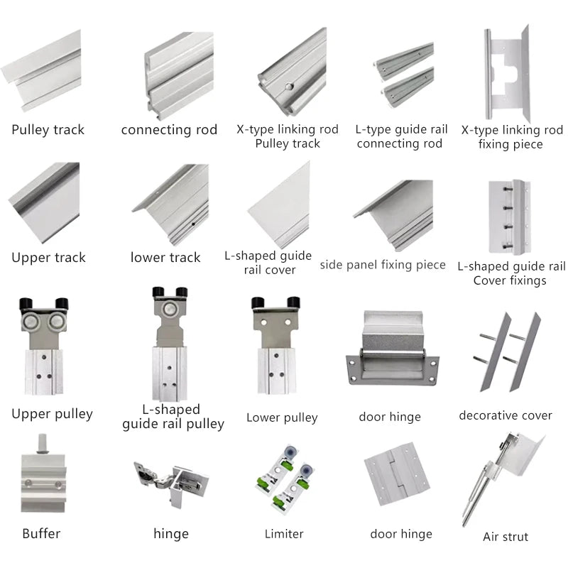 New Hidden Butterfly Door Slide Hardware Track Side-mounted Plug-in Folding Door Hardware Kit Furniture Hinges for Cabinet