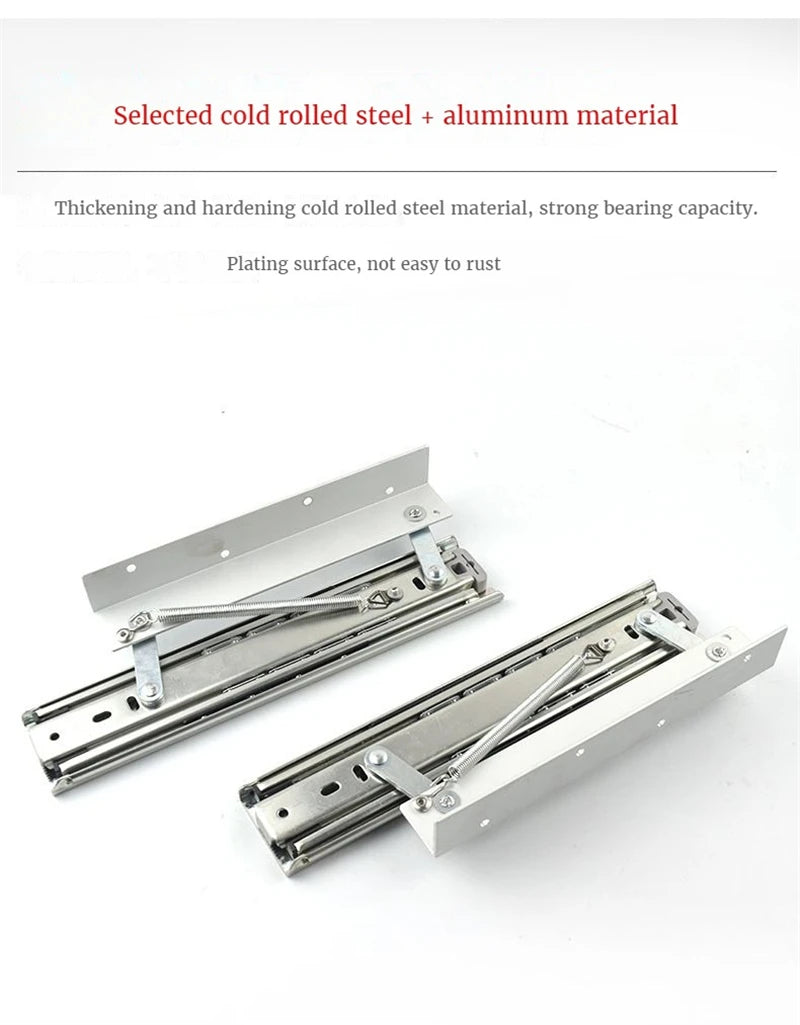 Heavy Pull Out Pop Up Slide Rail Supporting Bracket Furniture Table Top Conceal Folding Leaf Extension Slide Rail