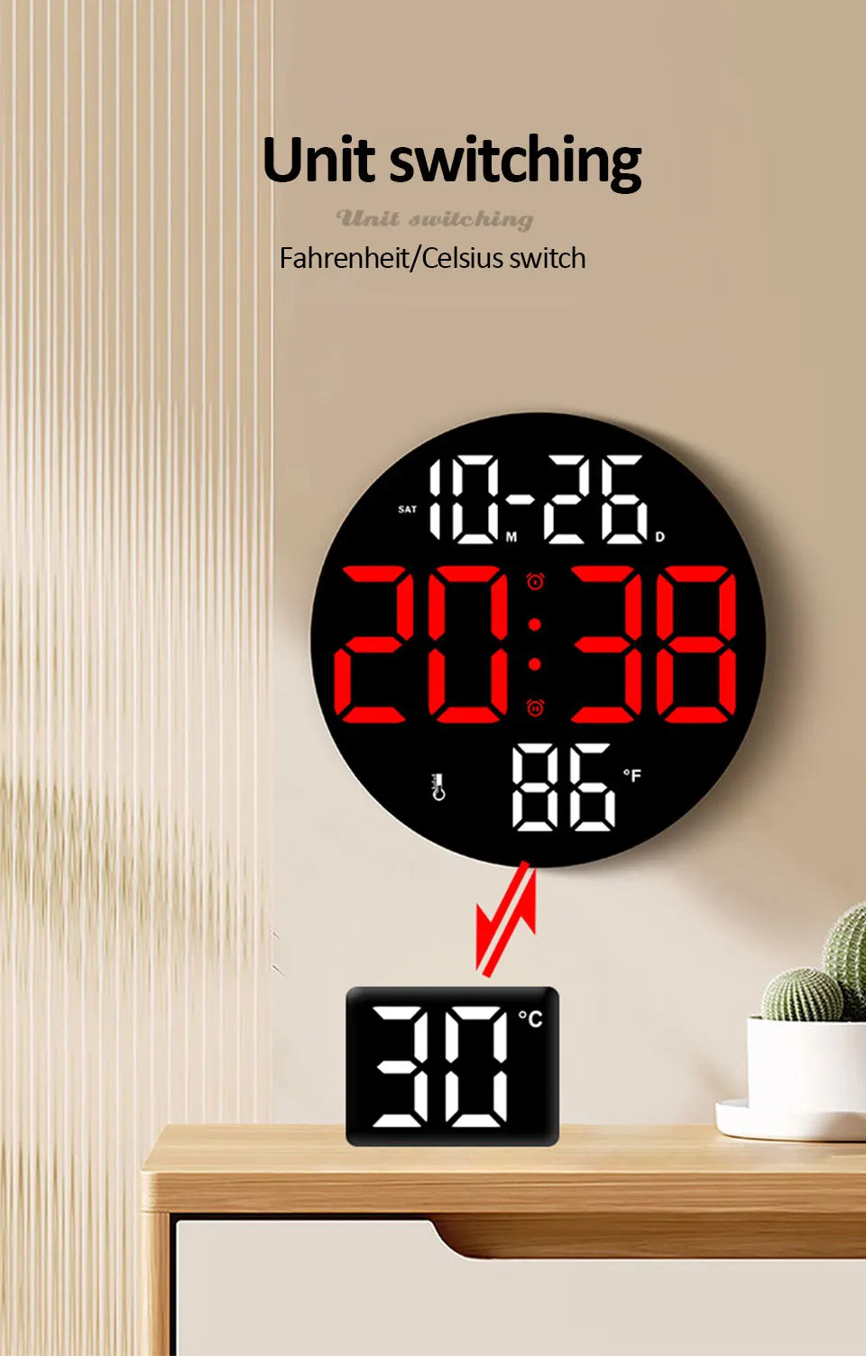 Buy LED Wall Clock with Dual Alarms - Only $57.48 | Free Shipping