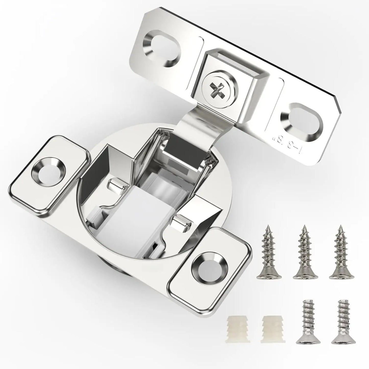 2PCS 1-3/8 inch Overlay Concealed Frame Kitchen Cabinet Hinges 105° Open Angle Soft Close Hinges Satin Nickel Hidden Hinges