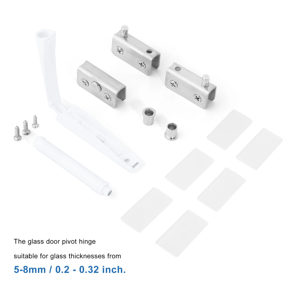 Stainless Steel Glass Door Pivot Hinge Set with Magnetic Catch Furniture Metal Black Rotating Hinge for Kitchen Cabinet Cupboard