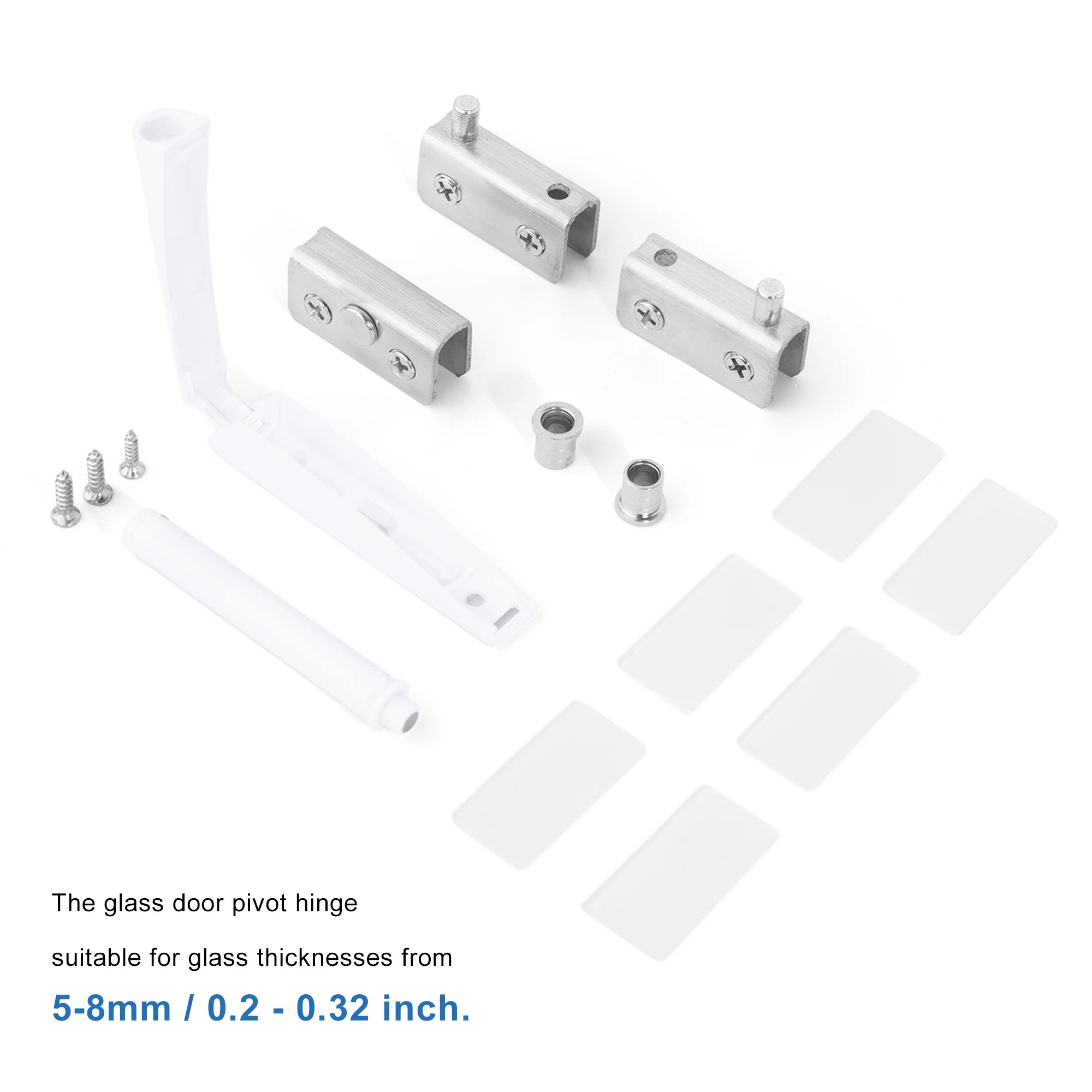 Stainless Steel Glass Door Pivot Hinge Set with Magnetic Catch Furniture Metal Black Rotating Hinge for Kitchen Cabinet Cupboard