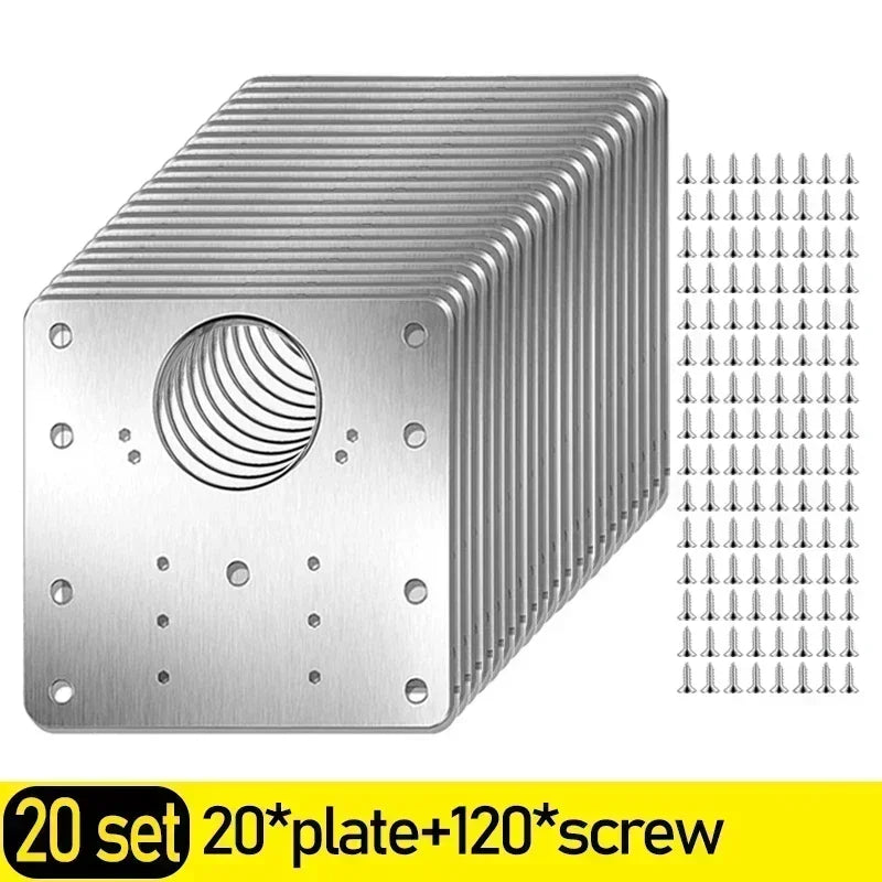 Cabinet Hinge Repair Plate Kit Stainless Steel Furniture Drawer Door Hinge Mounting Plate with Screw Flat Fixing Brackets Tools