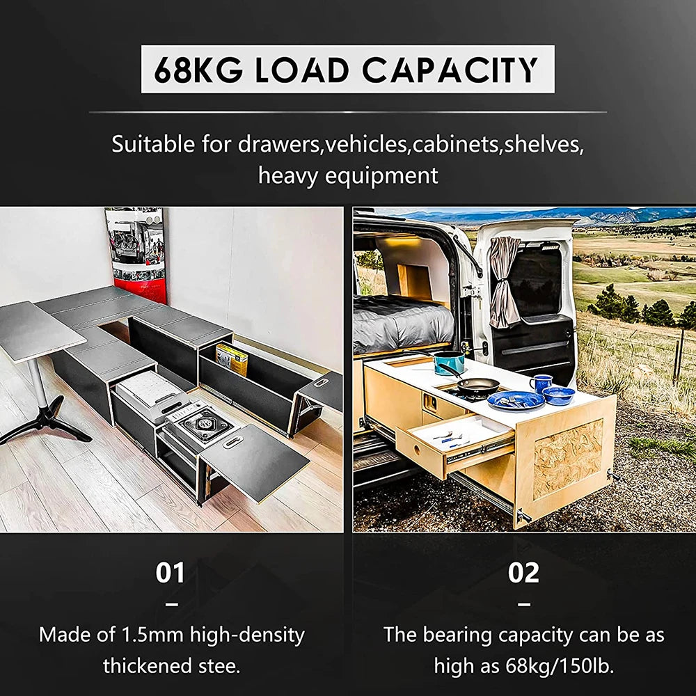 YOUTHUA 51mm Heavy Duty 68kg Drawer Slide Rail Runners Full Extension Industrial Drawer Slides Sliding Door Hardware Furniture