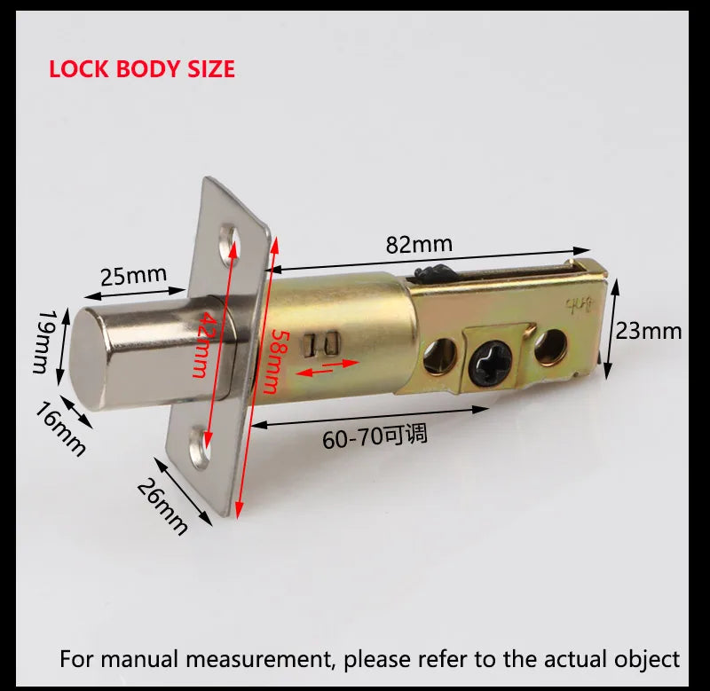 Zinc Alloy Deadlock Invisible Exit Square Door Lock Indoor Bedroom Passage Auxiliary Lock Door Single Tongue Hidden Lock