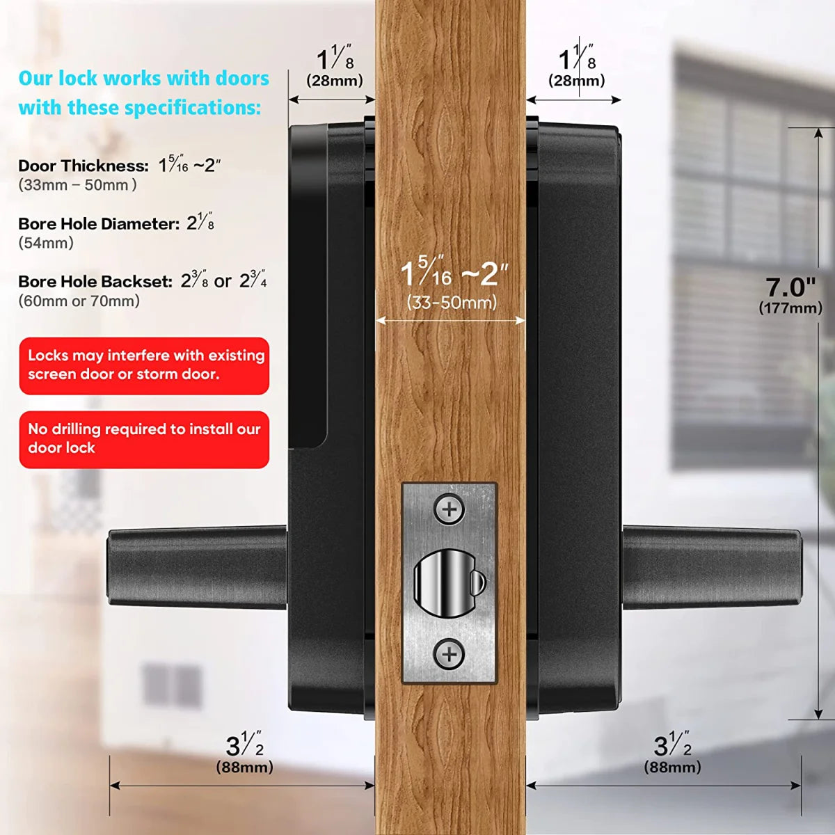 Smart Fingerprint Door Lock App Remote Control Keyless WIFI Digital Touchscreen Lock NFC IP67 Waterproof with 2 IC Cards