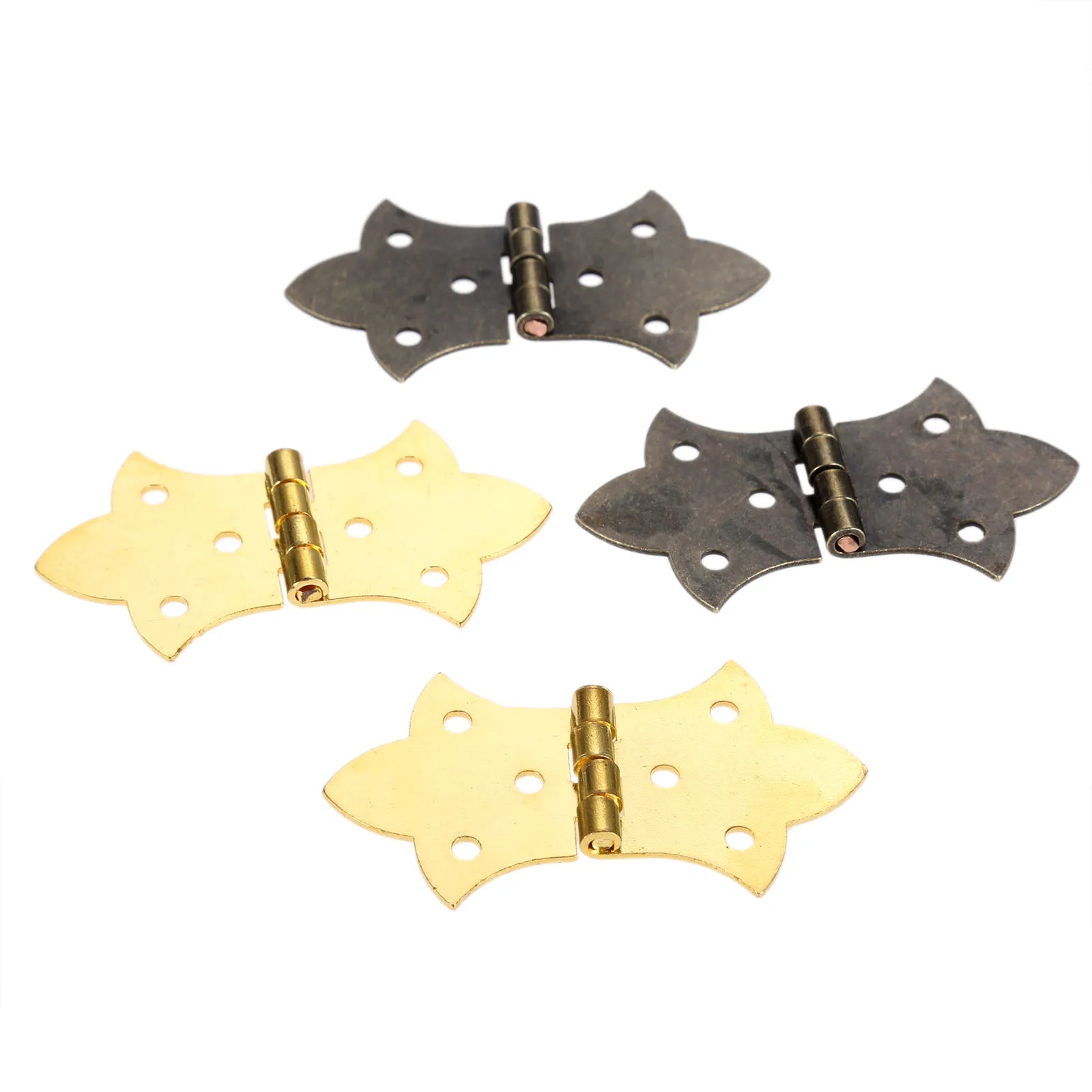 DRELD 2Pcs Flower Cabinet Hinge Set in Brass and Dark Metal Finish with Mounting Holes for Woodworking, 57x31mm