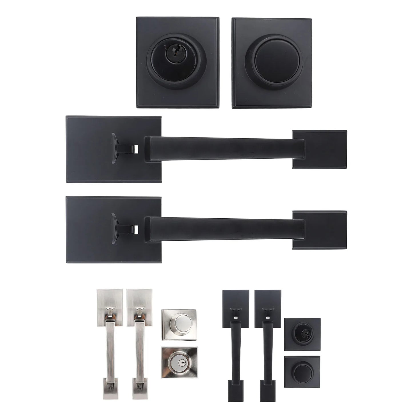 Door Handle Set Handle Set Double Door Handle Set Hole Spacing Adjustable Heavy Duty Modern  Double Front Door Handle Set