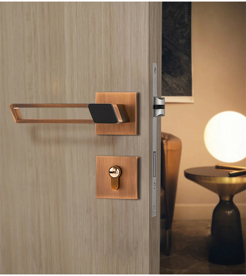 Interior Zinc Alloy Silent Anti-theft Door Lock Security Mute Door Handle Split Locks Home Renovation Hardware Accessories