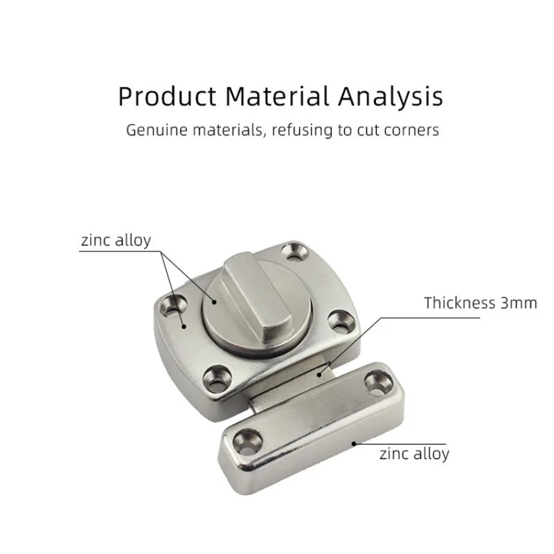 Home Security Latch Double Sided Cabinet Locks Rotate Bolt Gate Latches Twist Rotating Barrel Lock Bathroom Toilet Door Hardware