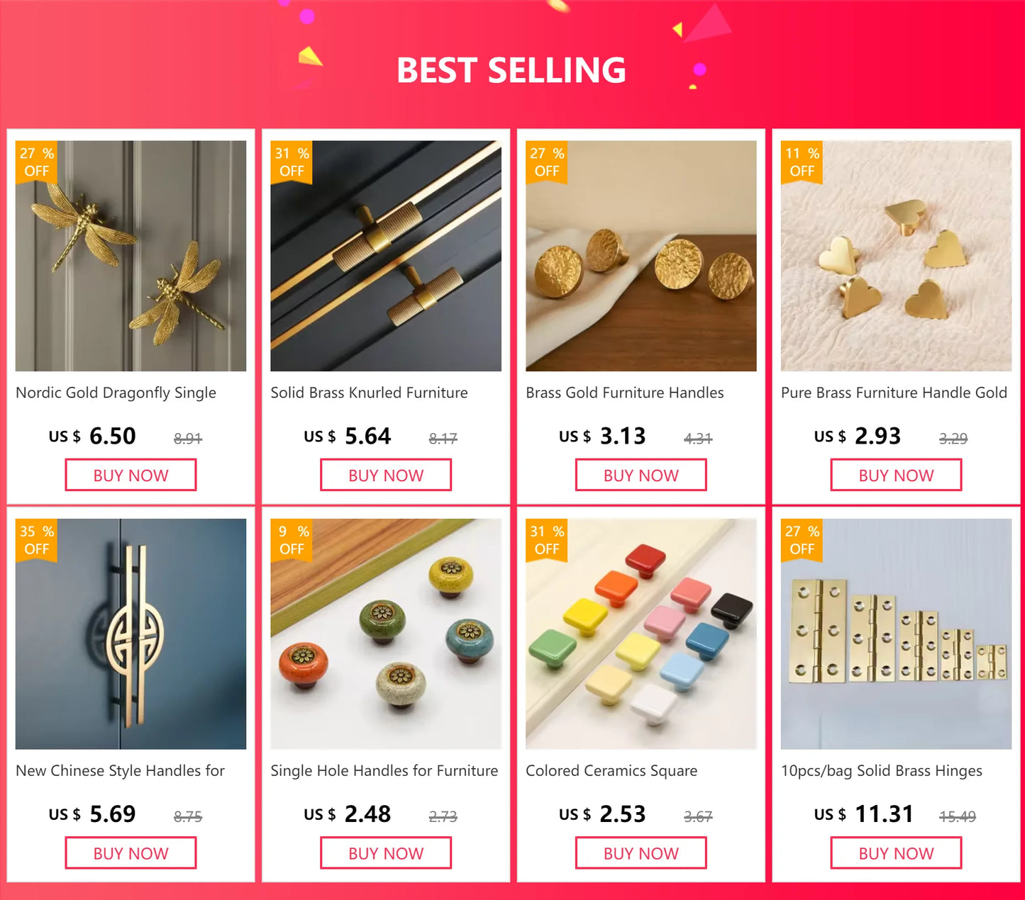 New Chinese Style Handles for Cabinets and Drawers Gloden Shoe Cupboards Bookcase Dresser Wine Cabinet and Wardrobes Handles