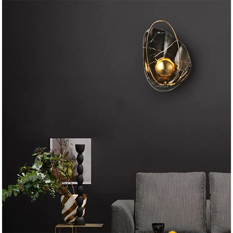 DEBBY Nordic Creative Wall Light Sconces Modern LED Lamp Pearl Shade Fixtures for Home Living Room