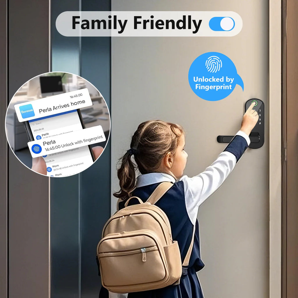 Smart Fingerprint Door Lock App Remote Control Keyless WIFI Digital Touchscreen Lock NFC IP67 Waterproof with 2 IC Cards