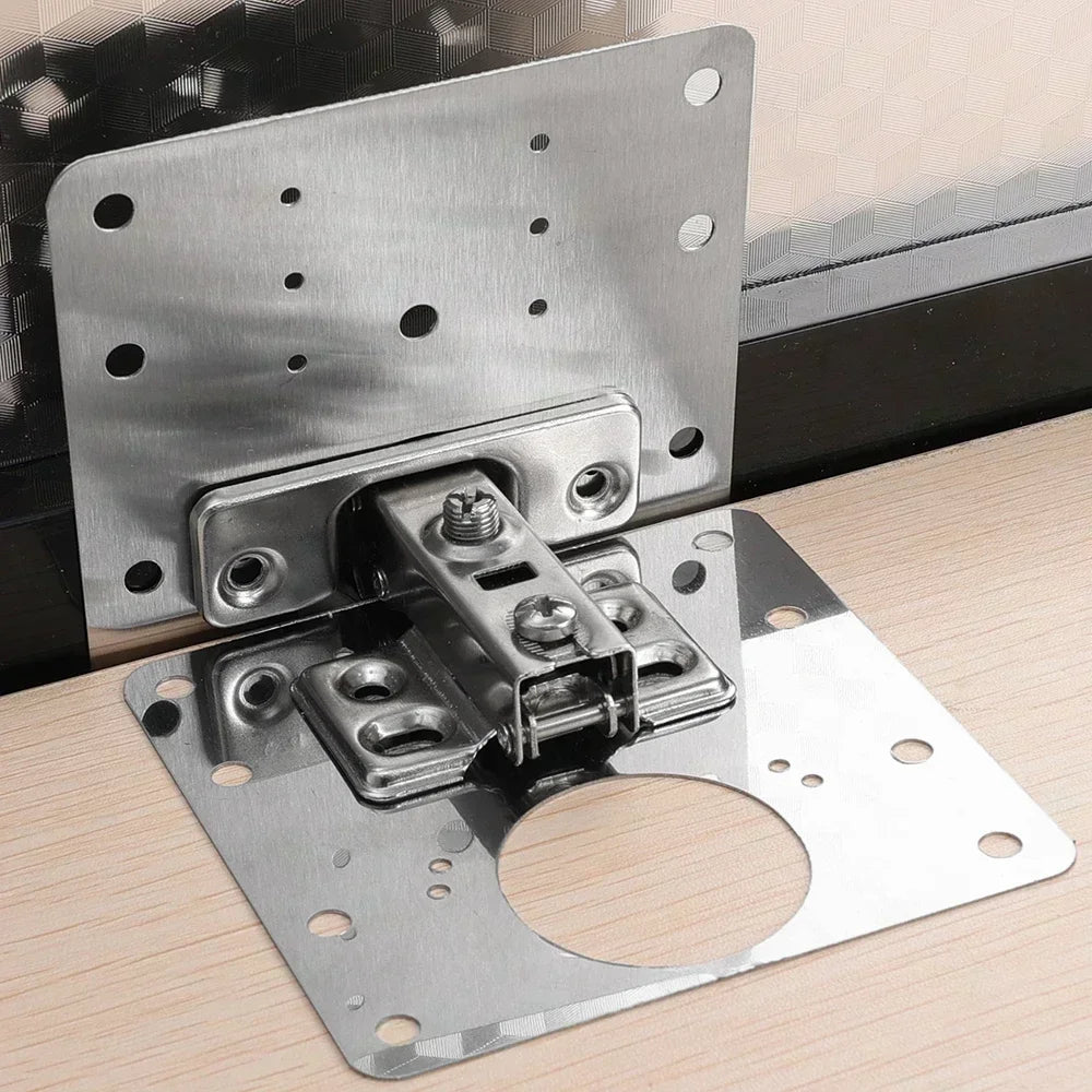 Cabinet Hinge Repair Plate Kit Stainless Steel Furniture Drawer Door Hinge Mounting Plate with Screw Flat Fixing Brackets Tools