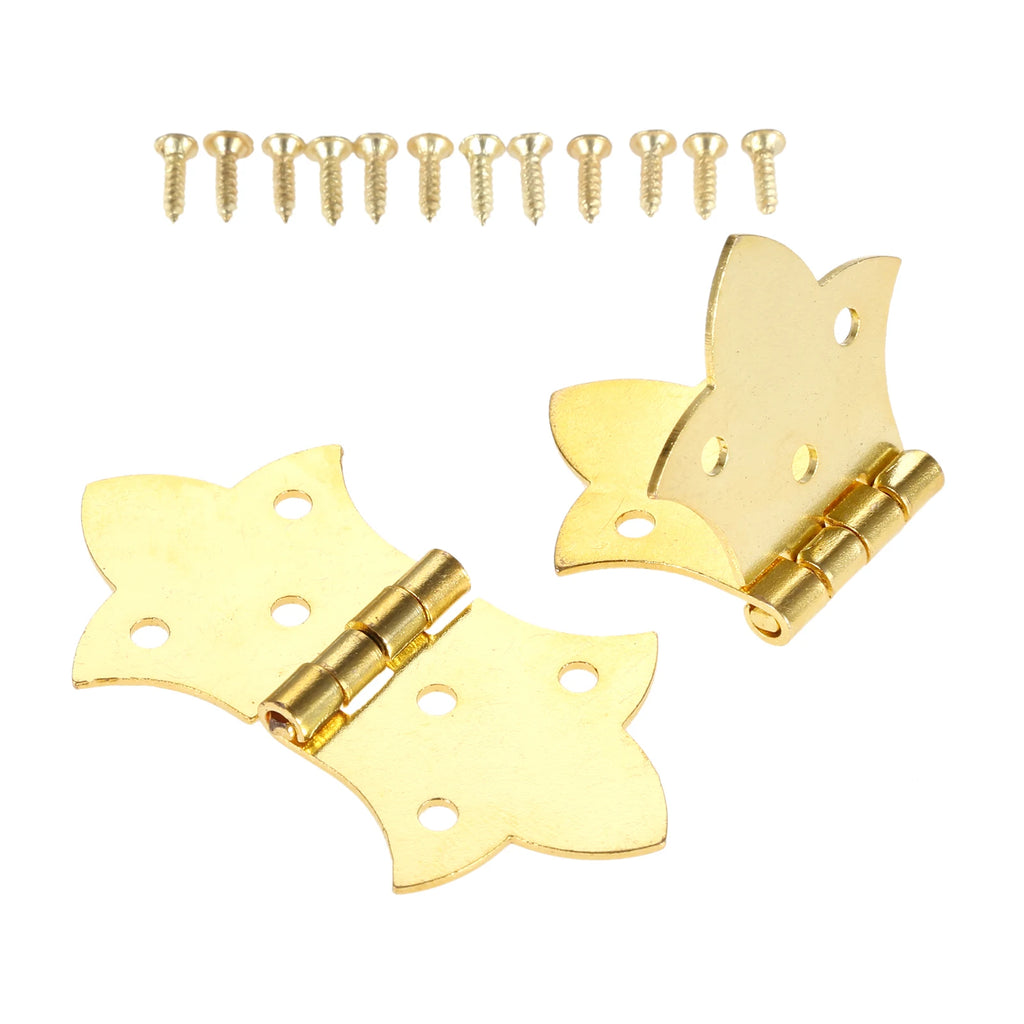 DRELD 2Pcs Flower Cabinet Hinge with Screws, 57x31mm, for Woodworking and Furniture Fitting