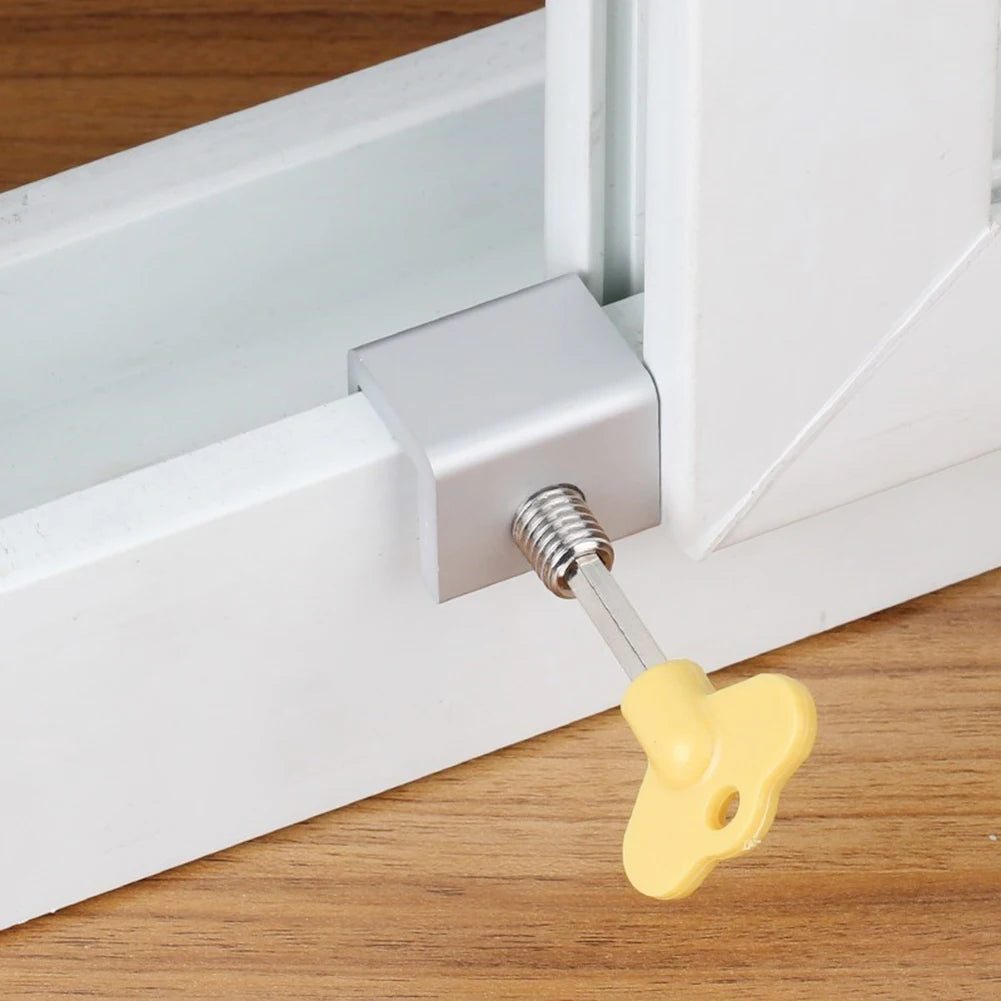 1-10PCS Aluminum Alloy Window Lock Stopper Sliding Sash Stopper Cabinet Locks Straps Anti-theft lock Window Sliding Door