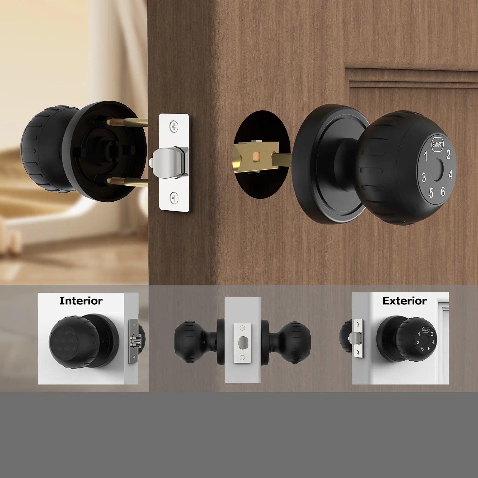 Viladepot Ball Shaped Smart Lock Fingerprint Door Lock App Control Passcode Unlock Electronic Touchscreen Keypad Indoor