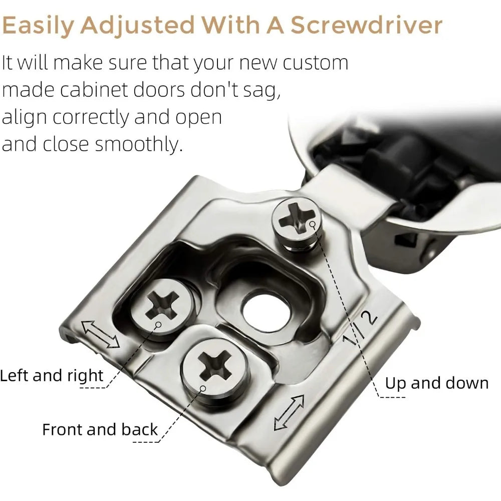 60 Pack (30 Pairs)Overlay Soft Close Hinges for Kitchen Cabinets - Satin Nickel Hidden Concealed Hinge, Stainless, Self Closing