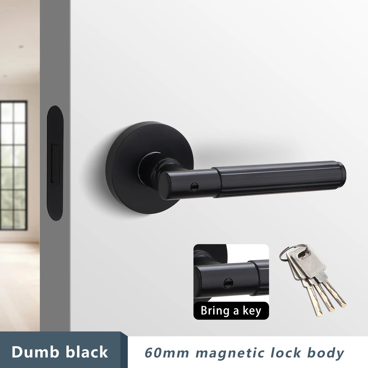 Bedroom Black Door Lock Magnetic Mute Lock Indoor Wooden Door Lock Bathroom Household Simple Door Handle Locks Handles Interior