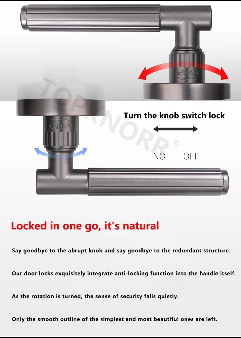 Bedroom Black Door Lock Magnetic Mute Lock Indoor Wooden Door Lock Bathroom Household Simple Door Handle Locks Handles Interior