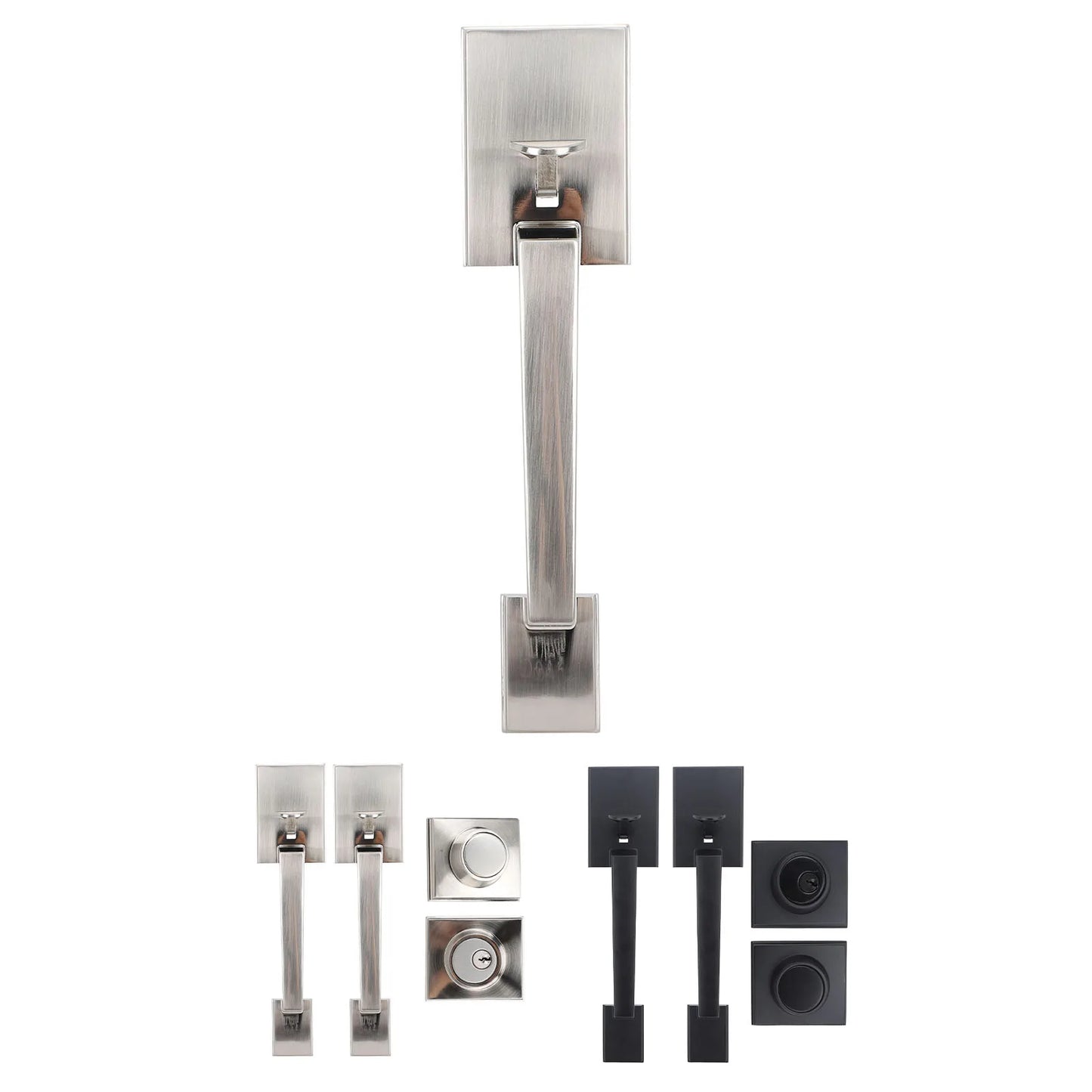 Door Handle Set Handle Set Double Door Handle Set Hole Spacing Adjustable Heavy Duty Modern  Double Front Door Handle Set