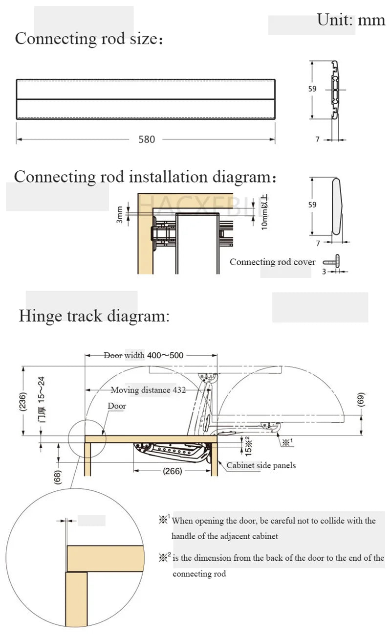 Cabinet Bus Door Hinges Wardrobe Folding Silent Slide Rail Lateral Swing Opening Damping Buffer Door Hinge Furniture Hardware