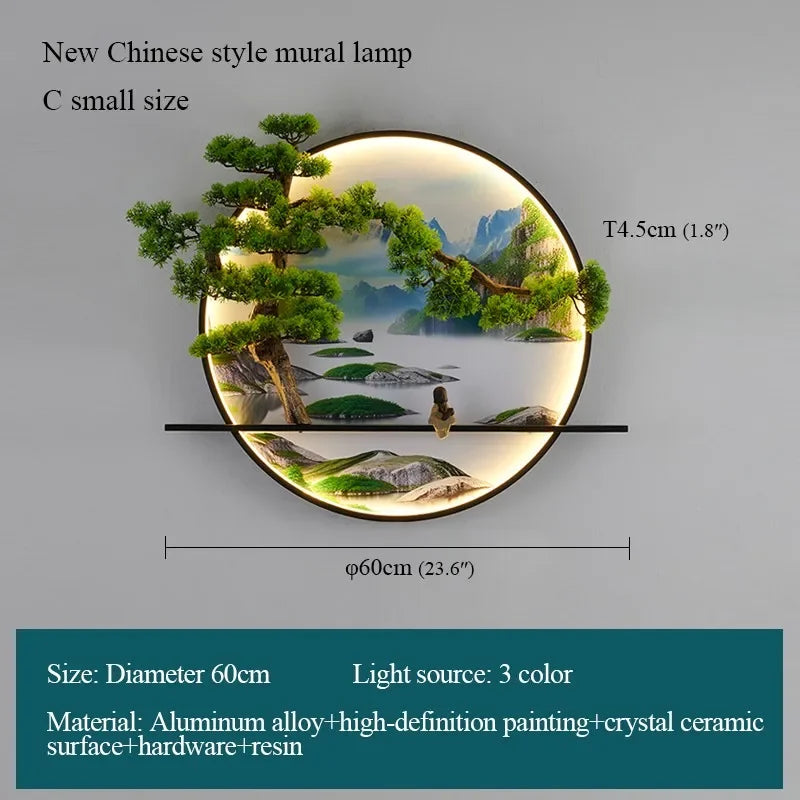 RONIN Modern Wall Picture Light Inside Creative Chinese Landscape Mural Sconces Lamp LED for Home Living Bedroom Study