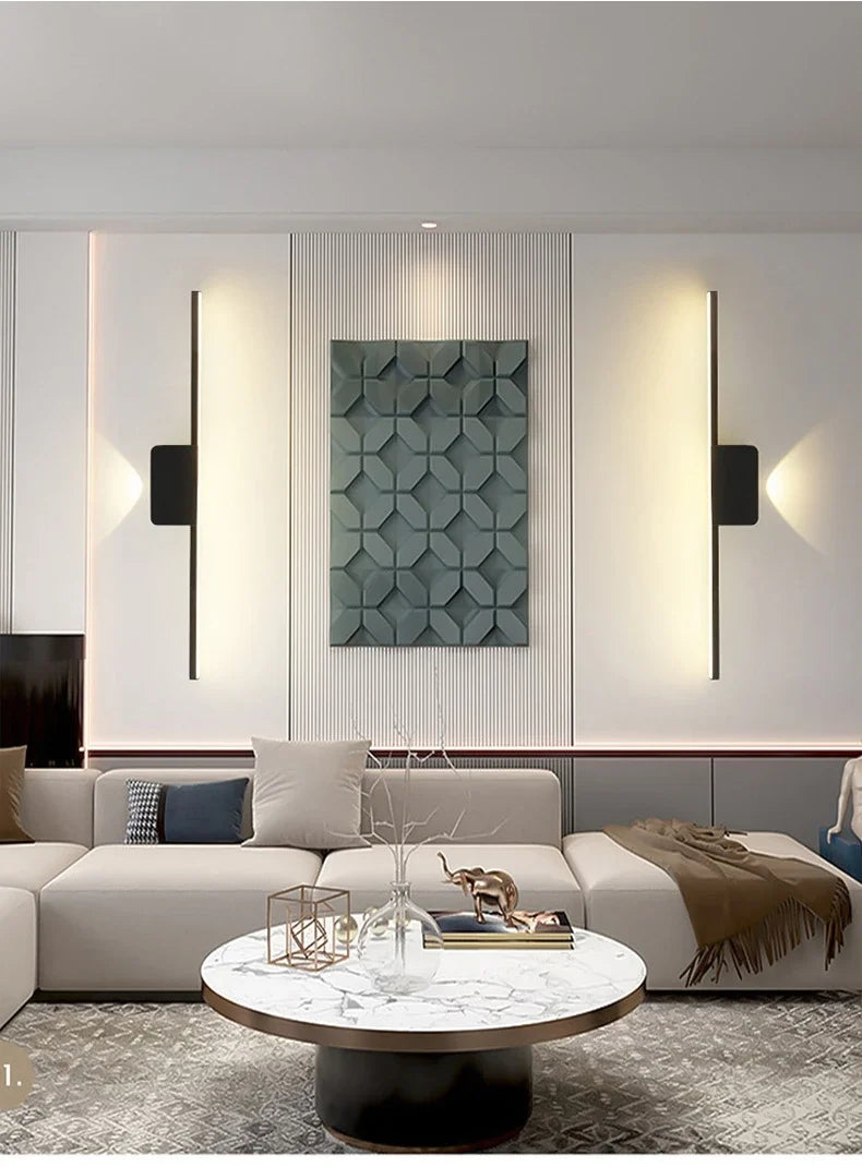 Modern Minimalist LED Wall Lamp Bedroom Bedside Long Strip Wall Sconces Living Room Sofa Background Home Indoor Lighting Fixture