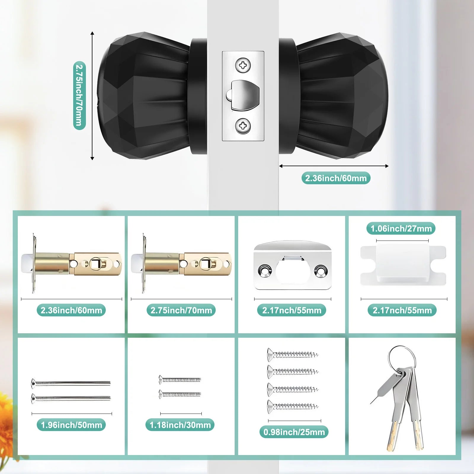 Fingerprint Door Lock Smart Door Knob, Smart Lock Biometric Keyless Entry Door Lock for Home Offices Front Door with App Control
