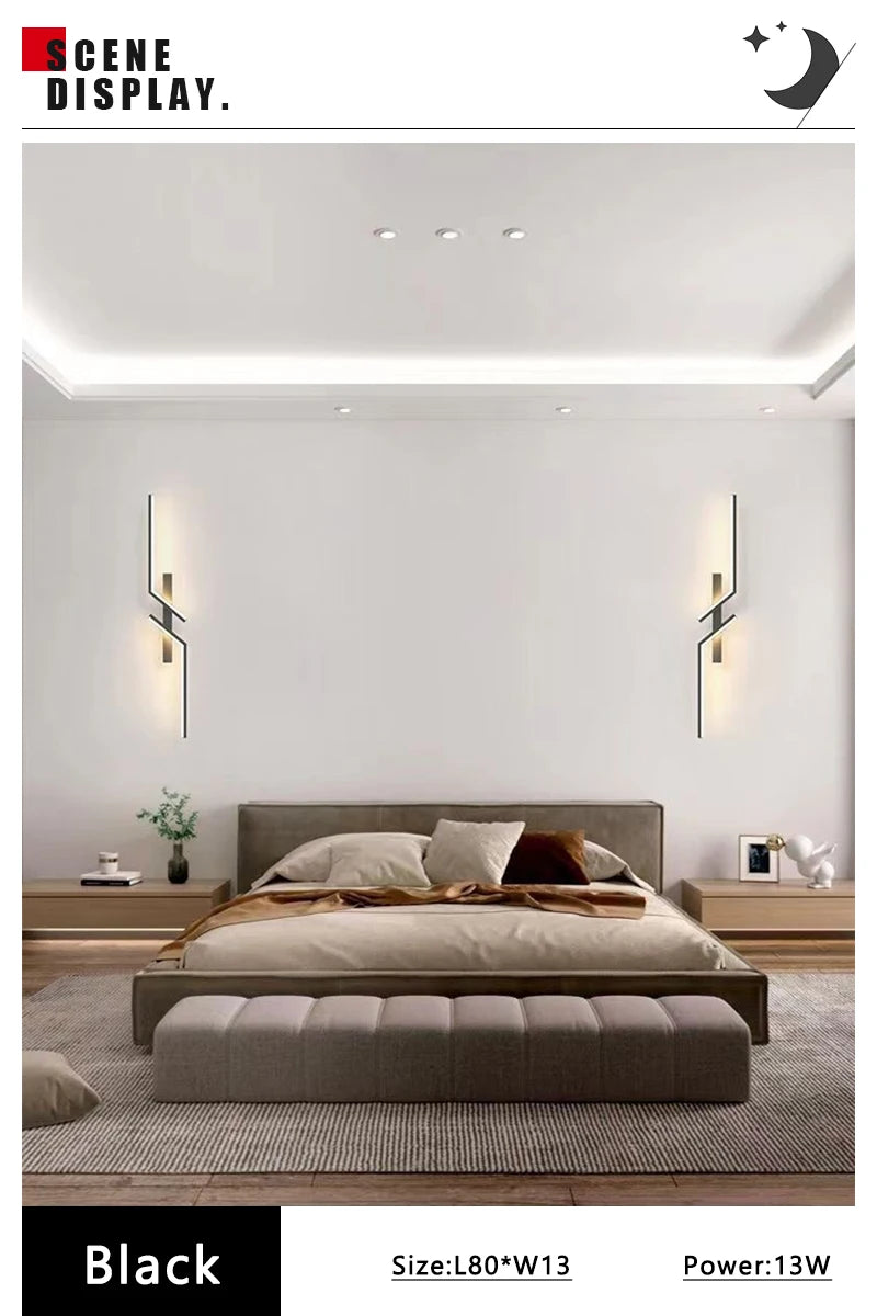 Modern LED Wall Lamp Minimalist Led 13W-18W Light Bedroom Bedside Long Strip Wall Sconces Living Room Home Indoor Lighting
